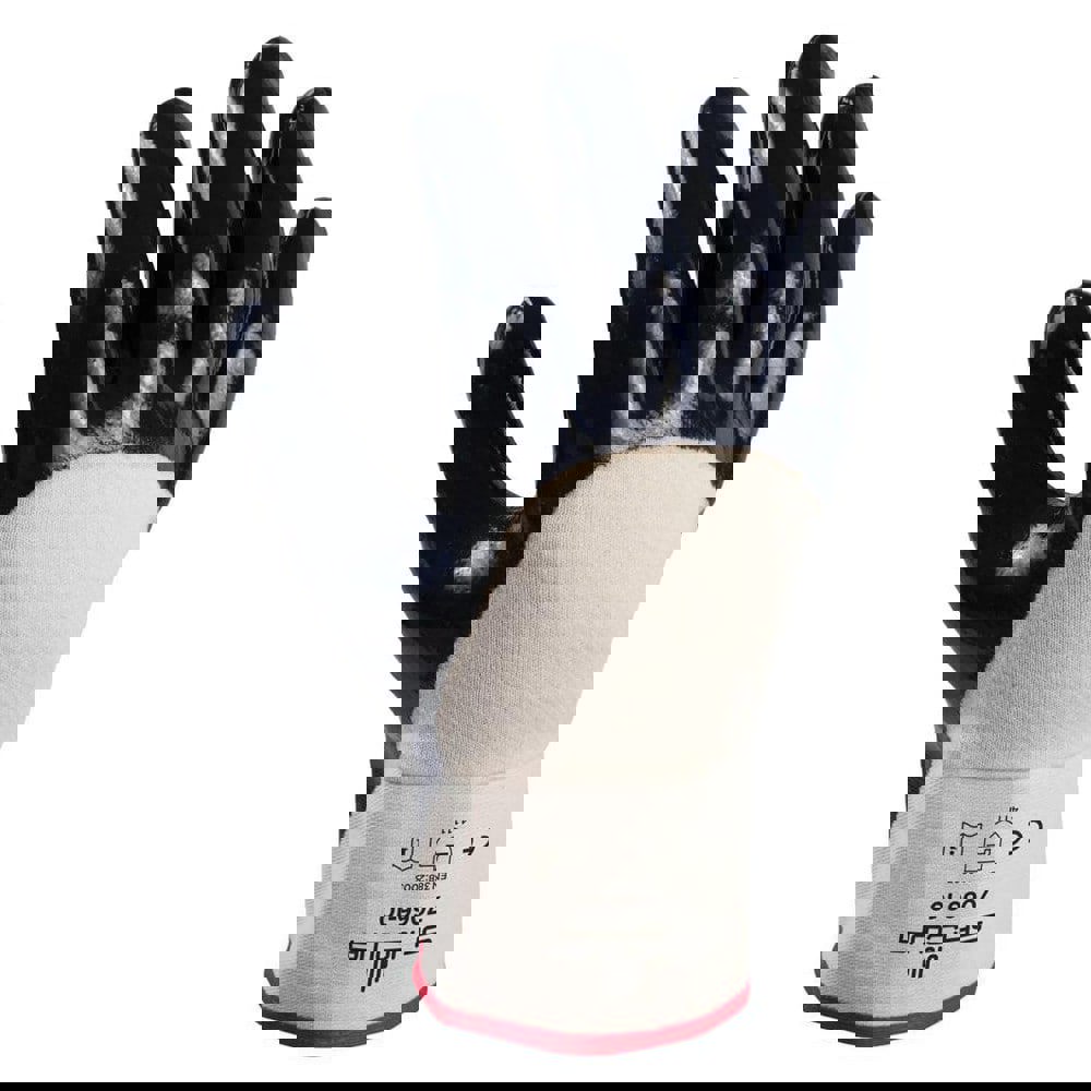 General Purpose Work Gloves: Medium, Nitrile Coated, Jersey