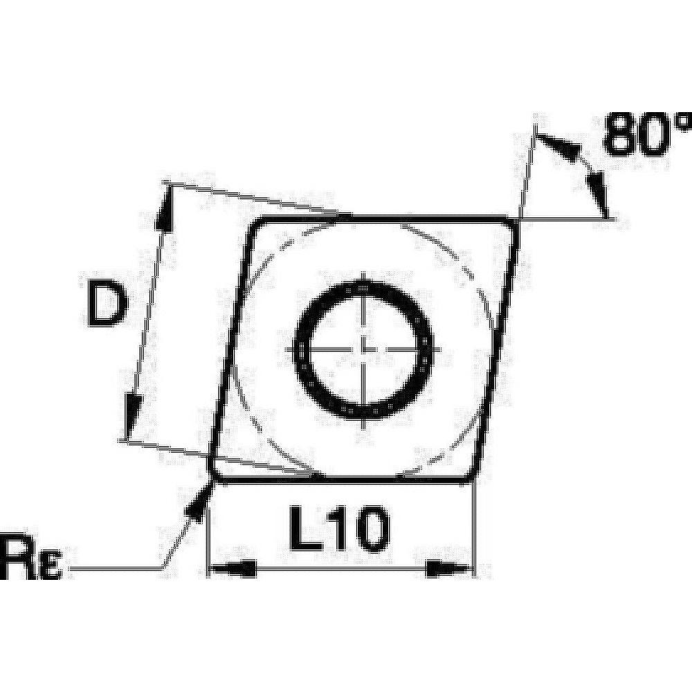 Turning Inserts; Relief Angle: 0.000 ; Corner Radius (mm): 1.20 ; Corner Radius (Inch): 3/64 ; Corner Radius (Decimal Inch): 0.0469 ; Included Angle: 80 ; Manufacturer Grade: KCU10B