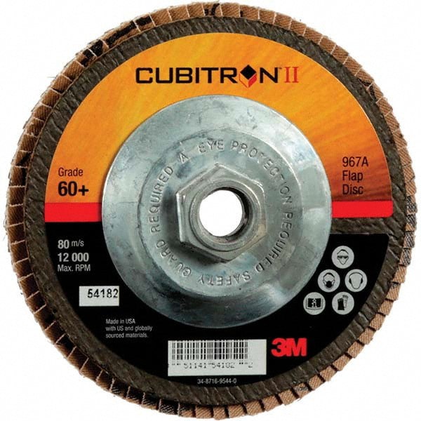 Flap Disc: 5/8-11 Hole, 60 Grit, Ceramic, Type 27