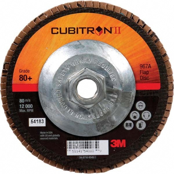 Flap Disc: 5/8-11 Hole, 80 Grit, Ceramic, Type 27