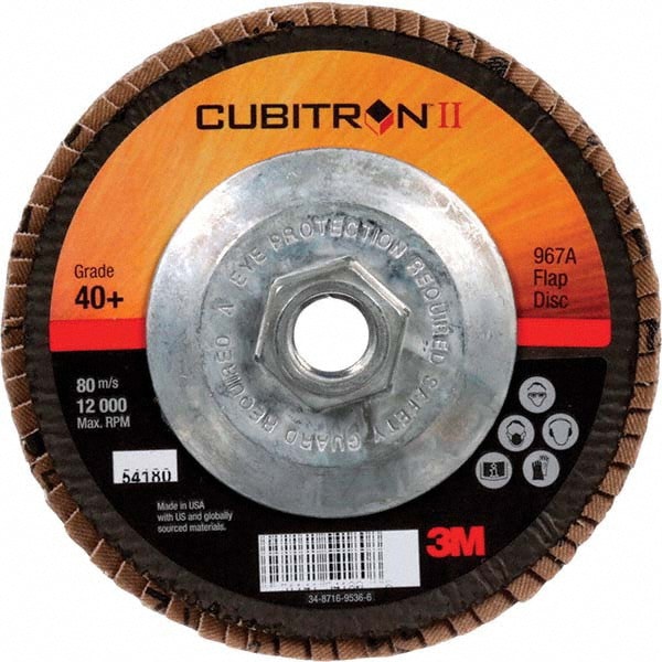 Flap Disc: 5/8-11 Hole, 40 Grit, Ceramic, Type 29