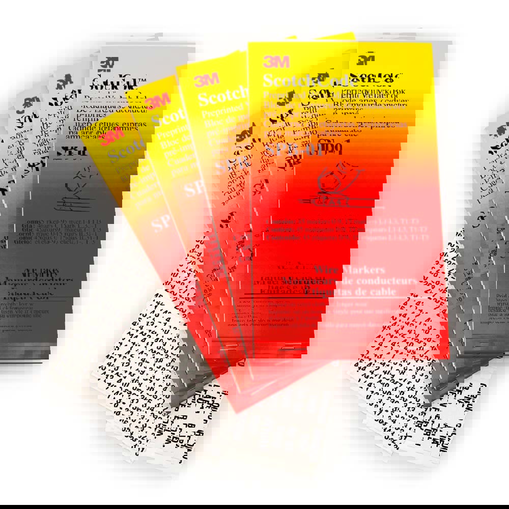 Series SPB-15AS, 426 Labels, 1.37 Inch Long x 0.22 Inch Wide x 1/4mm Thick, Alphanumeric, Electrical Vinyl Film Book