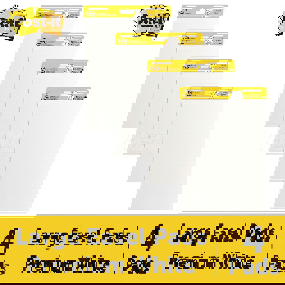 Easel Pads & Accessories; Display/Marking Boards Accessory Type: Easel Pads; For Use With: Easel Stands; Detailed Product Description: Post-it Super Sticky Easel Pad 559 VAD 4PK, 25 in. x 30 in., White; Width (Inch): 25; Color: White