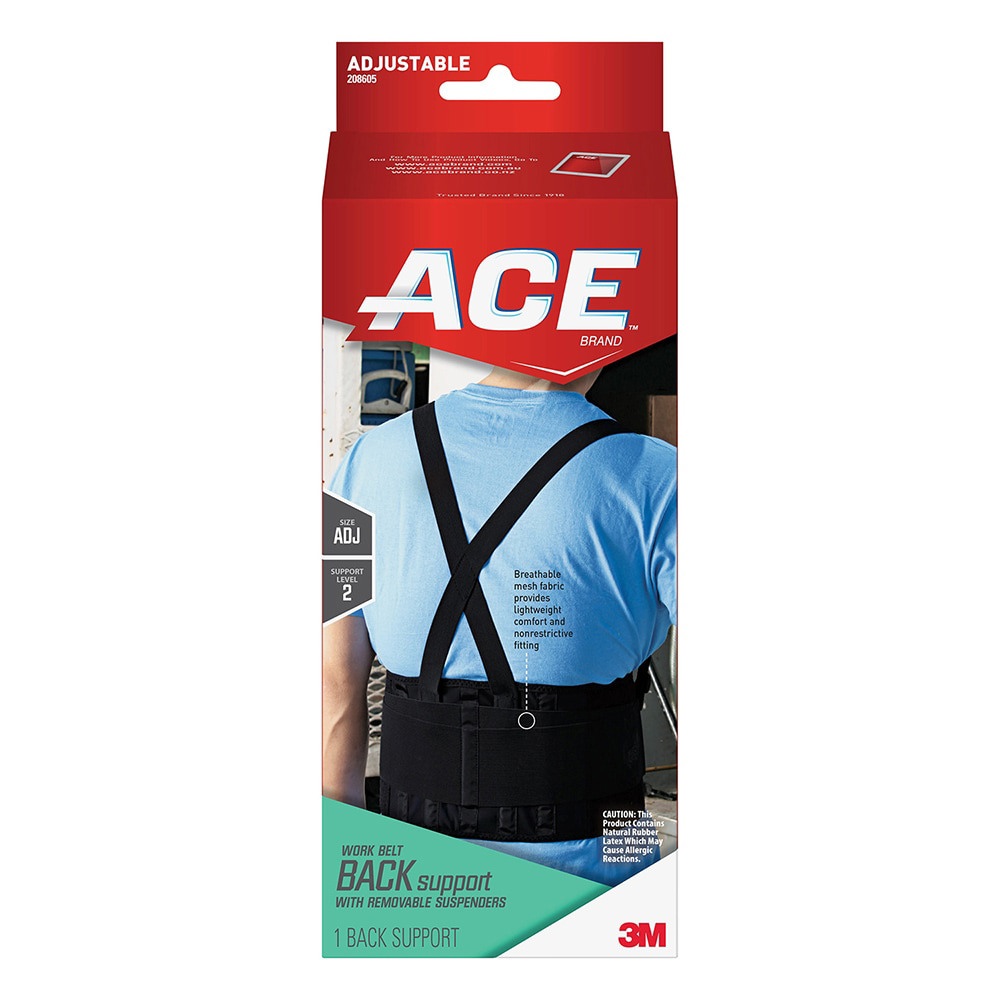 Back Support: Belt with Detachable Shoulder Straps, Universal, 32 to 48