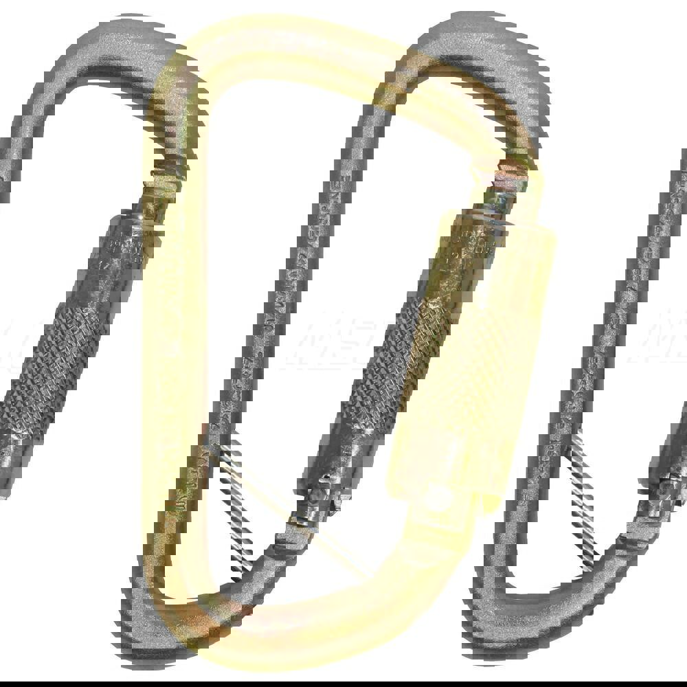 Carabiners; Gate Type: Auto Locking ; Gate Width: 0.039in ; Inside Length: 0.75in ; Narrow End Inside Width: 4.25in ; Material: Steel ; Color: Gold