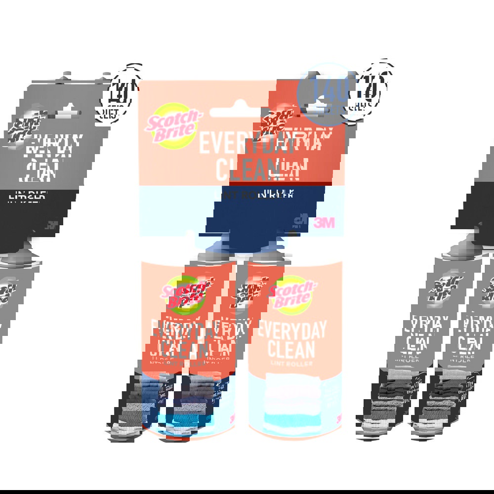 Scotch-Brite Everyday Clean Lint Roller 836RS-70TP, 4.0 in x 35.2 ft, 2/pack, 4 packs/case, 8 total/case