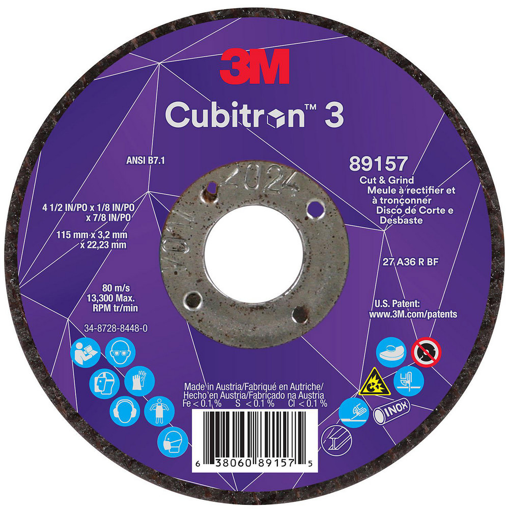 Depressed-Center Wheels; Wheel Diameter (Inch): 4-1/2 ; Wheel Thickness (Inch): 1/8 ; Hole Size: 7/8 (Inch); Wheel Type: Type 27 ; Abrasive Material: Precision Shaped Ceramic ; Grit: 36