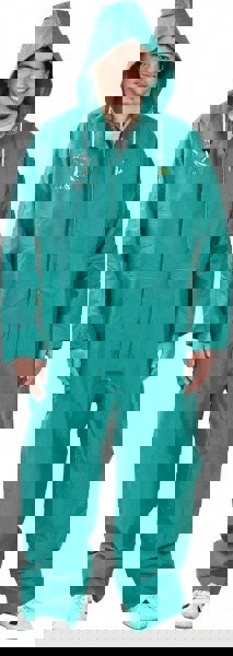 Coveralls: Size 3XL, Green, Nylon & PVC