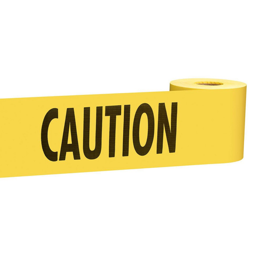 Barricade & Flagging Tape; Tape Type: Tape; Marked; ANSI Warning ; Legend: Caution ; Material: Plastic ; Thickness (mil): 2 ; Overall Length: 300.00 ; Roll Length (Feet): 300