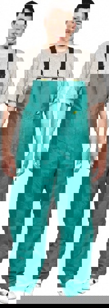 Non-Disposable Rain & Chemical-Resistant Bib Overalls: Green, Nylon & Polyvinylchloride & Spunbound