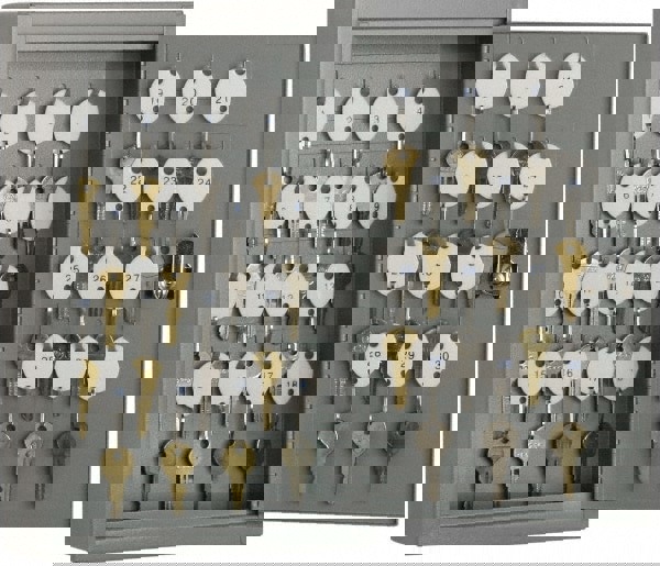 Key Control; Type: Key Box ; Number of Keys: 30 ; Color: Gray ; Height (Inch): 12.25in ; Width (Inch): 8in ; Overall Depth: 2.5