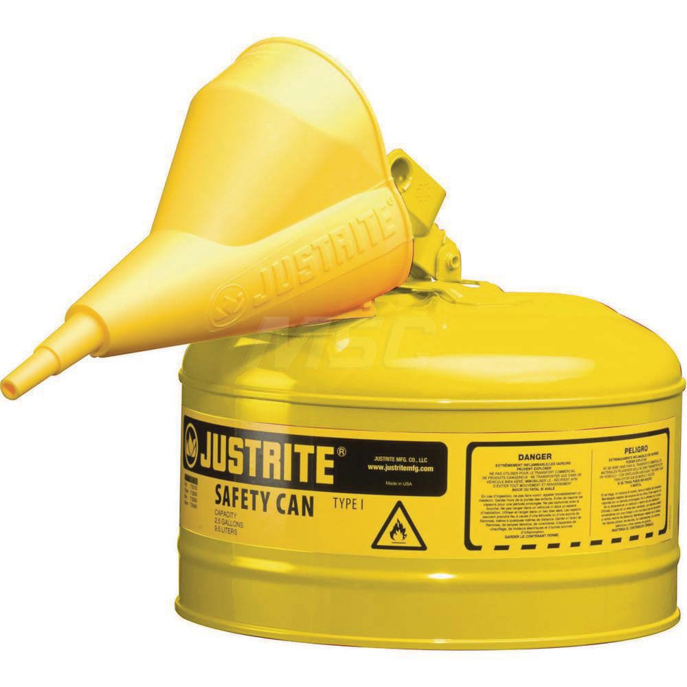 Safety Can: 2.5 gal, Steel