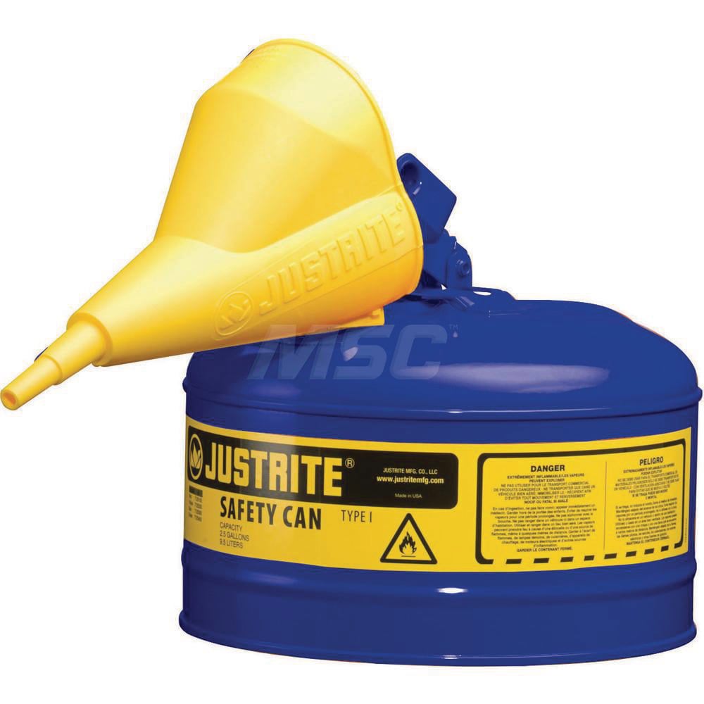 Safety Can: 2.5 gal, Steel
