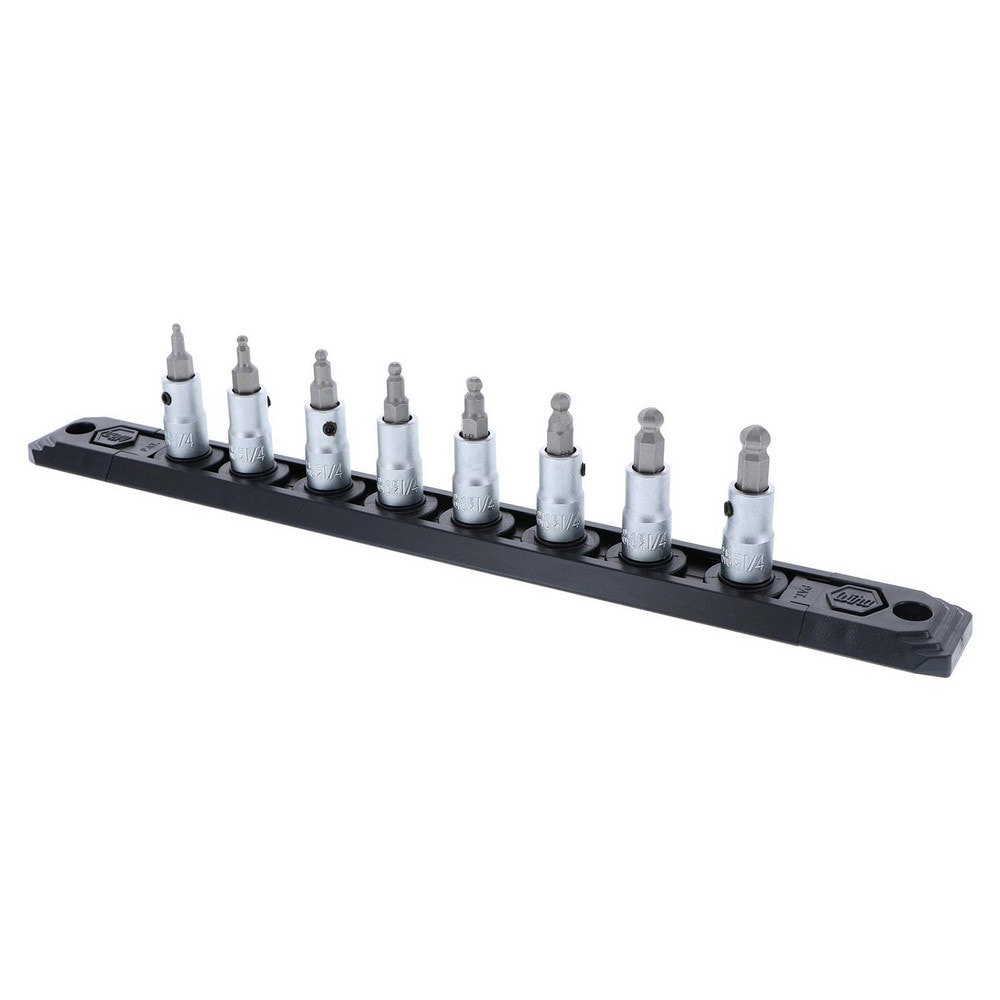 Hex & Torx Bit Socket Sets; Set Type: Ball Hex Bit ; Minimum Set Hex Size (Inch): 3/32 ; Number Of Pieces: 8 ; Material: Steel ; Overall Length (Inch): 1