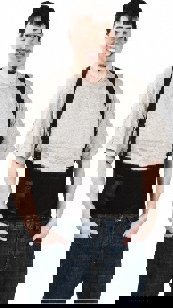 Back Support: Belt with Adjustable Shoulder Straps, Small, 32 to 36