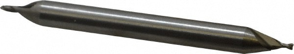 Square End Mill: 3/64'' Dia, 1/16'' LOC, 3/16'' Shank Dia, 2'' OAL, 2 Flutes, High Speed Steel