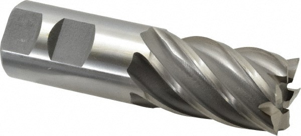 Square End Mill: 1-1/4'' Dia, 2'' LOC, 1-1/4'' Shank Dia, 4-1/2'' OAL, 6 Flutes, High Speed Steel