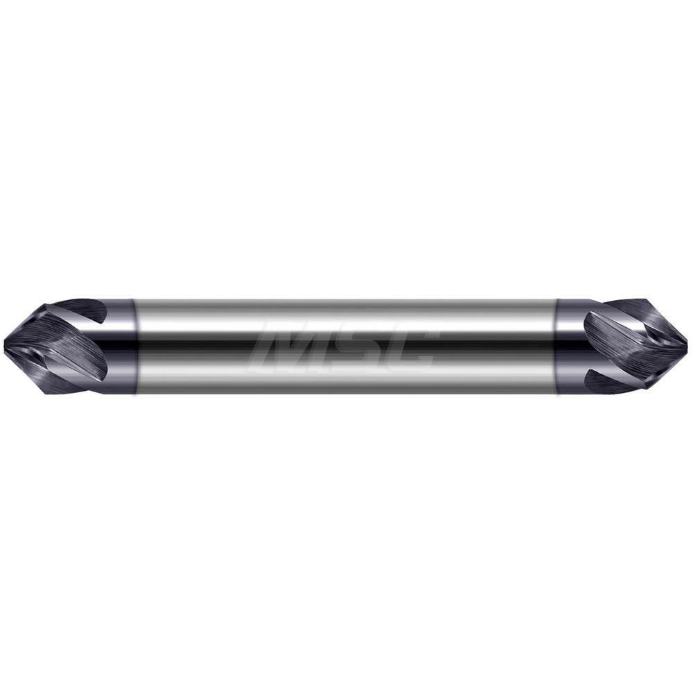 Chamfer Mills; Included Angle: 30.00 ; Chamfer Mill Material: Solid Carbide ; Cutter Head Diameter (Fractional Inch): 1/4 ; Cutter Head Diameter (Decimal Inch): 0.2500 ; End Type: Double ; Shank Diameter (Decimal Inch): 0.2500