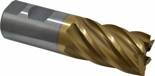 Square End Mill: 1-1/4'' Dia, 2'' LOC, 1-1/4'' Shank Dia, 4-1/2'' OAL, 6 Flutes, High Speed Steel