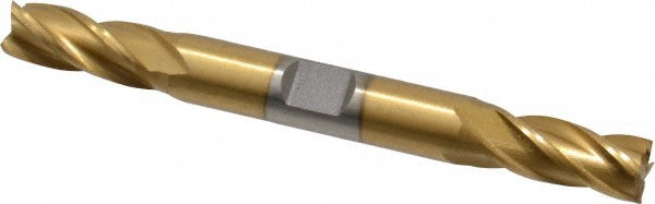 Square End Mill: 11/32'' Dia, 3/4'' LOC, 3/8'' Shank Dia, 3-1/2'' OAL, 4 Flutes, High Speed Steel