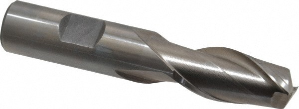 Square End Mill: 5/8'' Dia, 1-5/16'' LOC, 5/8'' Shank Dia, 3-7/16'' OAL, 2 Flutes, Cobalt