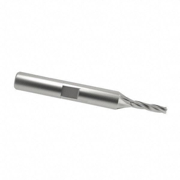 Square End Mill: 1/8'' Dia, 3/8'' LOC, 3/8'' Shank Dia, 2-5/16'' OAL, 4 Flutes, Cobalt