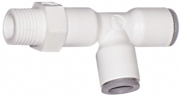 Push-To-Connect Tube Fitting: Male Swivel Run Tee, 3/8
