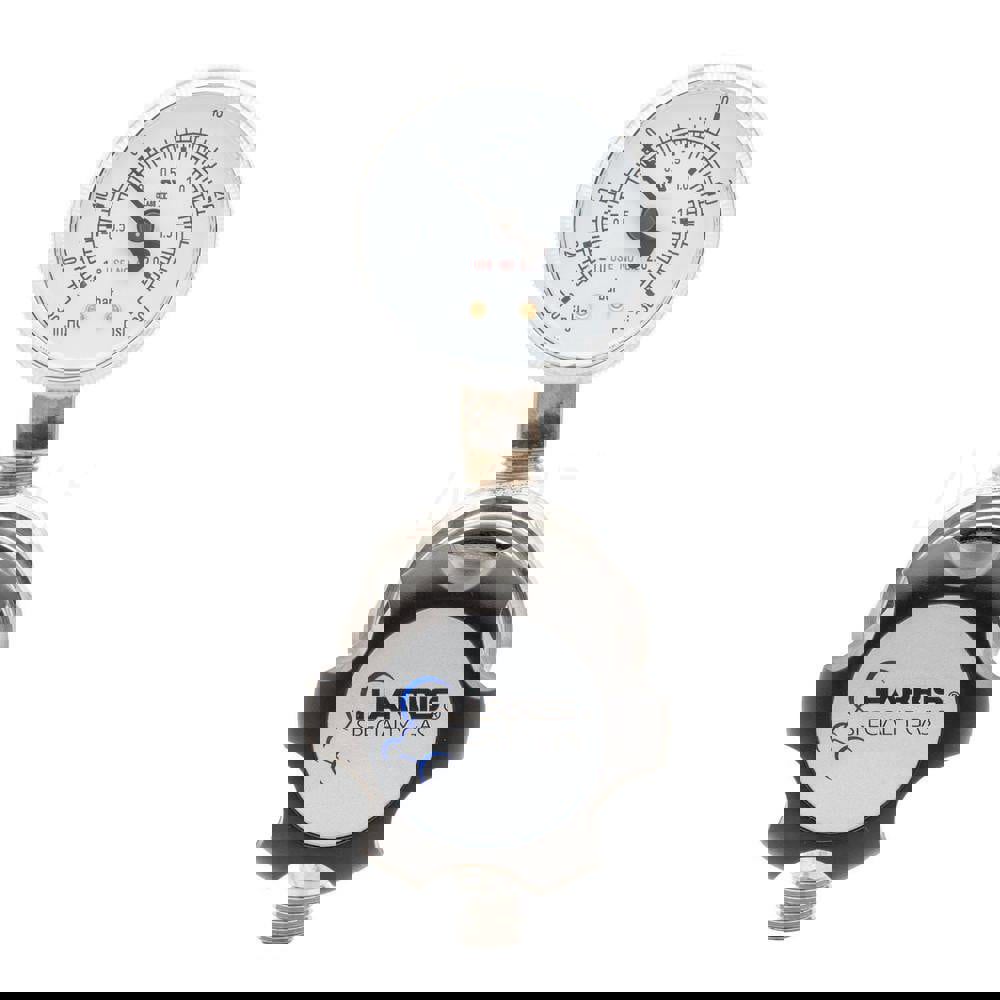 High-Purity Chrome-Plated Brass Nitrogen, Helium, Argon, Carbon Dioxide, Hydrogen and Oxygen Regulator 0-15 PSIG