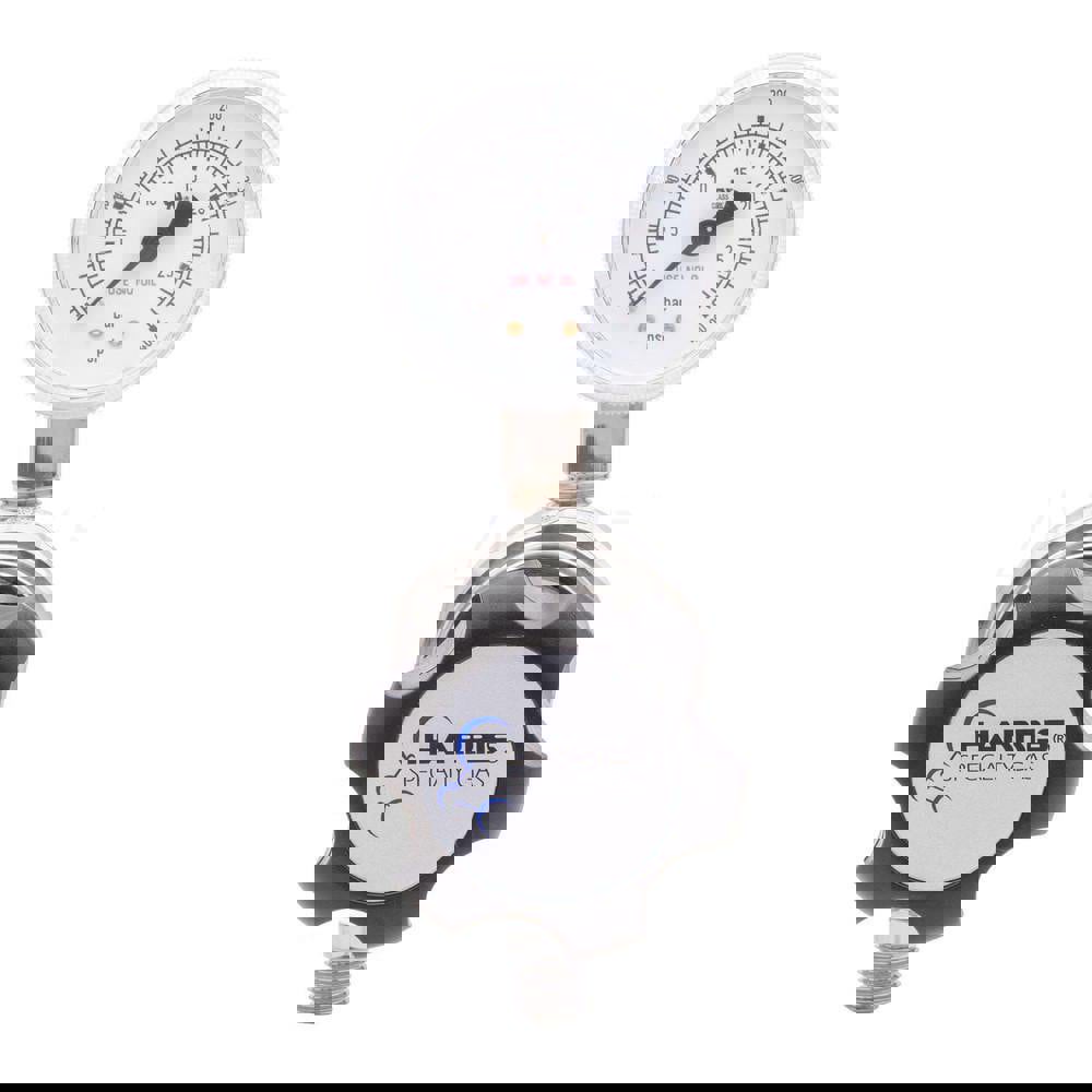 High-Purity Chrome-Plated Brass Nitrogen, Helium, Argon, Carbon Dioxide, Hydrogen and Oxygen Regulator 0-250 PSIG