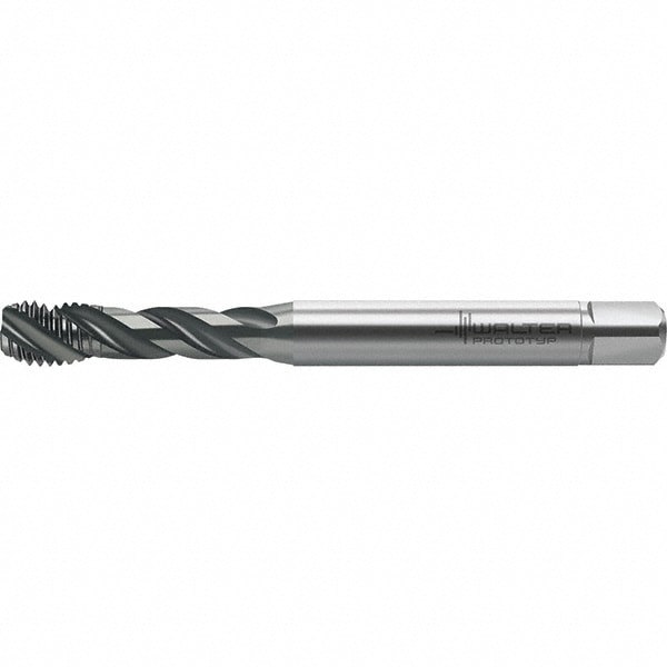 Spiral Flute Tap: M6x1.00 Metric, 3 Flutes, Semi-Bottoming, 6HX Class of Fit, High Speed Steel, TiAlN Coated