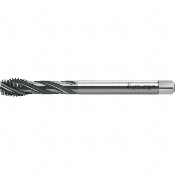 Spiral Flute Tap: M14x2.00 Metric, 4 Flutes, Semi-Bottoming, 6HX Class of Fit, High Speed Steel, TiAlN Coated