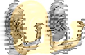 2-Hook Robe Hook in Vibrant Brushed Moderne Brass