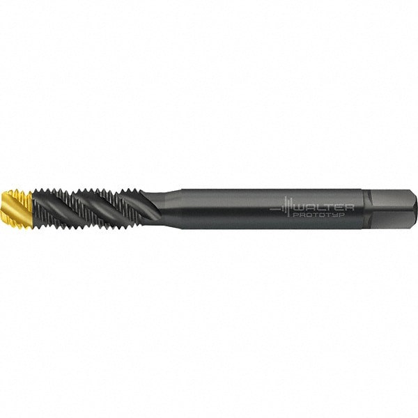 Spiral Flute Tap: M3x0.50 Metric, 3 Flutes, Semi-Bottoming, 6HX Class of Fit, High Speed Steel, TIN Coated