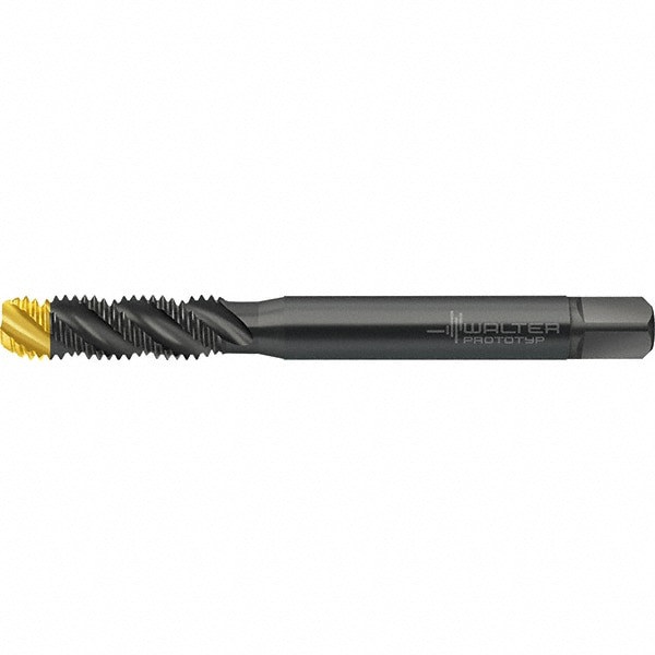Spiral Flute Tap: M10x1.50 Metric, 3 Flutes, Semi-Bottoming, 6HX Class of Fit, High Speed Steel, TIN Coated