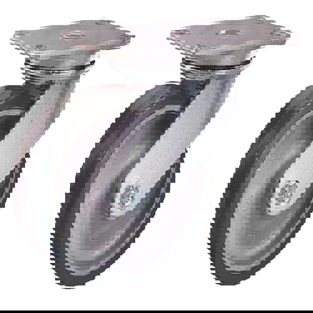 Rigid Top Plate Caster: Rubber, 8