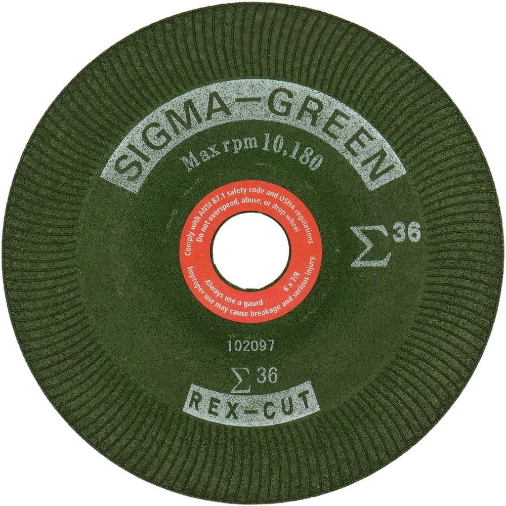 Depressed-Center Wheels; Wheel Diameter (Inch): 6 ; Wheel Thickness (Inch): 1/8 ; Hole Size: 7/8 (Inch); Wheel Type: Type 27 ; Abrasive Material: Aluminum Oxide; Zirconium ; Grit: 36