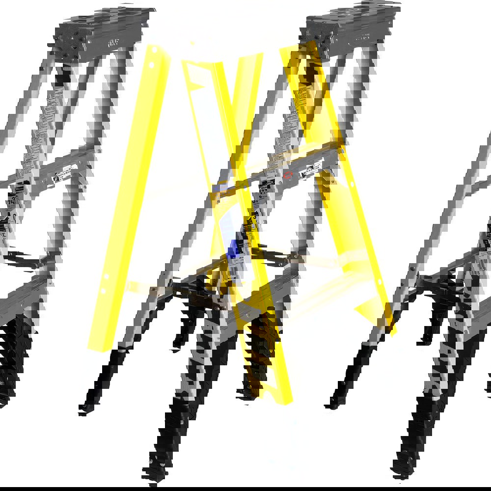 2 Step Fiberglass Foldable Step Ladder: Type IAA 375 lb Capacity 3' Height