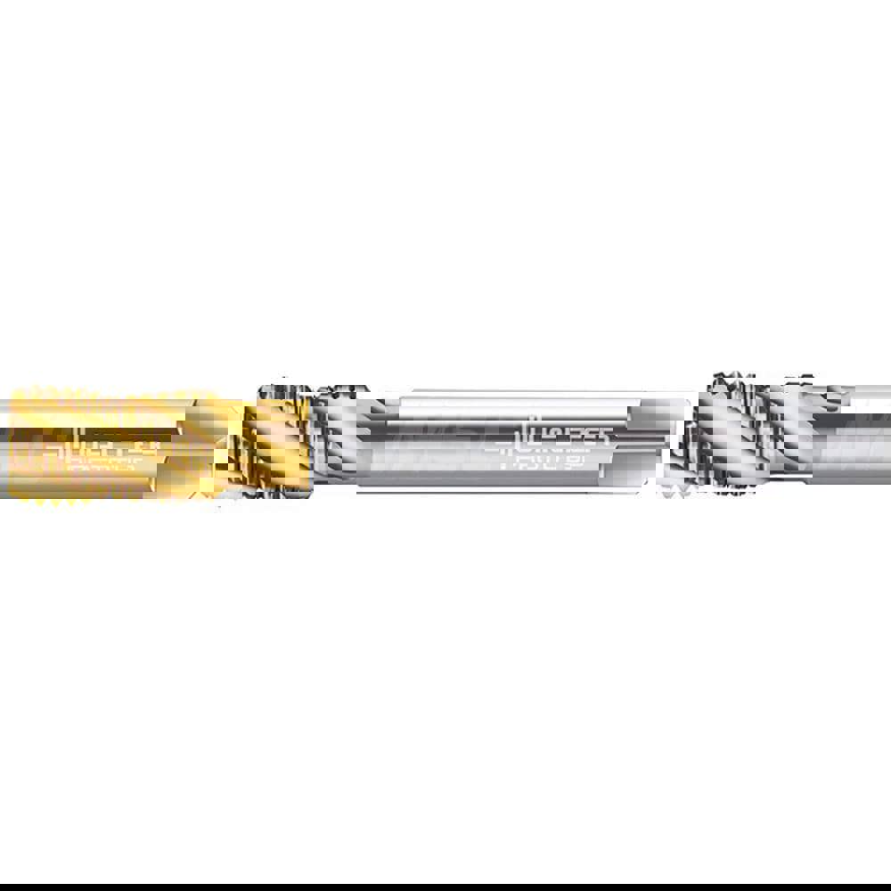 Spiral Flute Tap: 5/8-11 UNC, 3 Flutes, Semi-Bottoming, 2B Class of Fit, High Speed Steel-E, TiN Coated