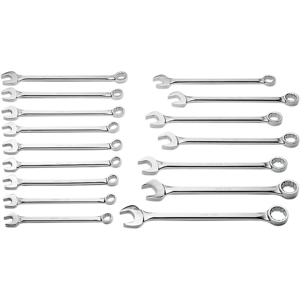 Combination Wrench Set: 16 Pc, Inch