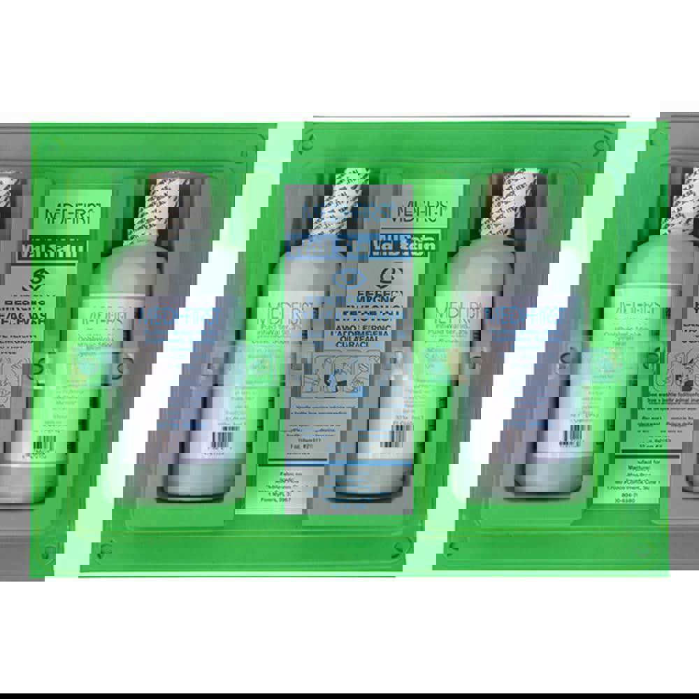 Portable Eye Wash Stations; Mount Location: Wall ; Material: Metal ; Includes: (3) 16 oz Eye and Skin Irrigation Solution Bottles ; UNSPSC Code: 46181810