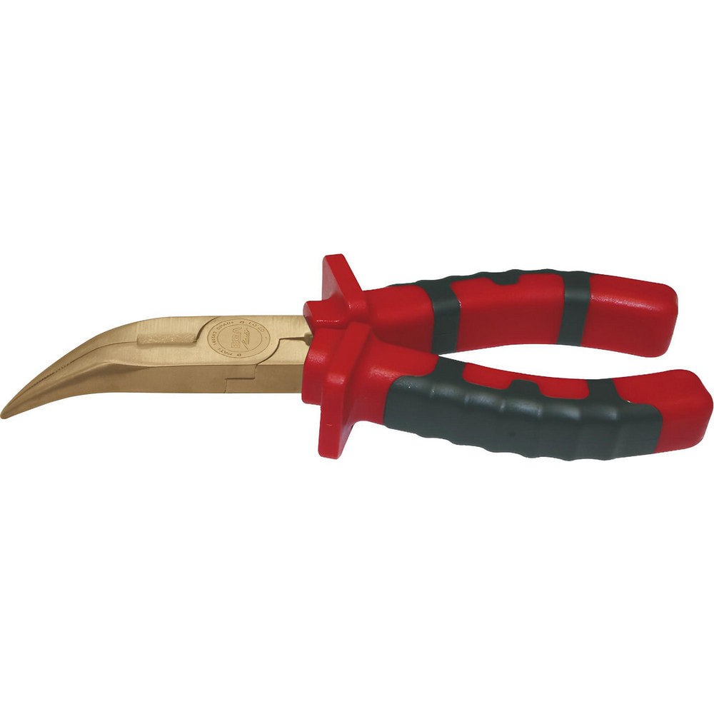 Bent Nose Pliers; Jaw Texture: Serrated ; Jaw Length: 61.00mm ; Jaw Width: 9.50mm ; Jaw Bend: 50 ; Handle Type: Ergonomic ; Side Cutter: No