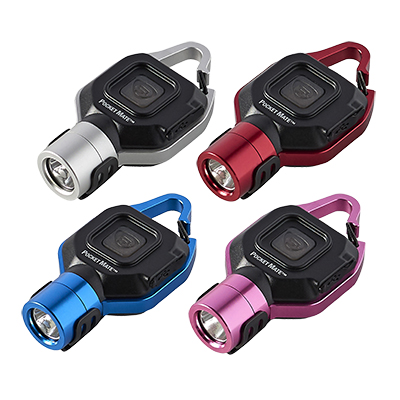 Pocket Mate USB Mini Flashlight with spring-loaded clip, 325 lumens, Silver