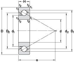 Angular Contact Ball Bearing: 90 mm Bore Dia, 225 mm OD, 54 mm OAW, Without Flange