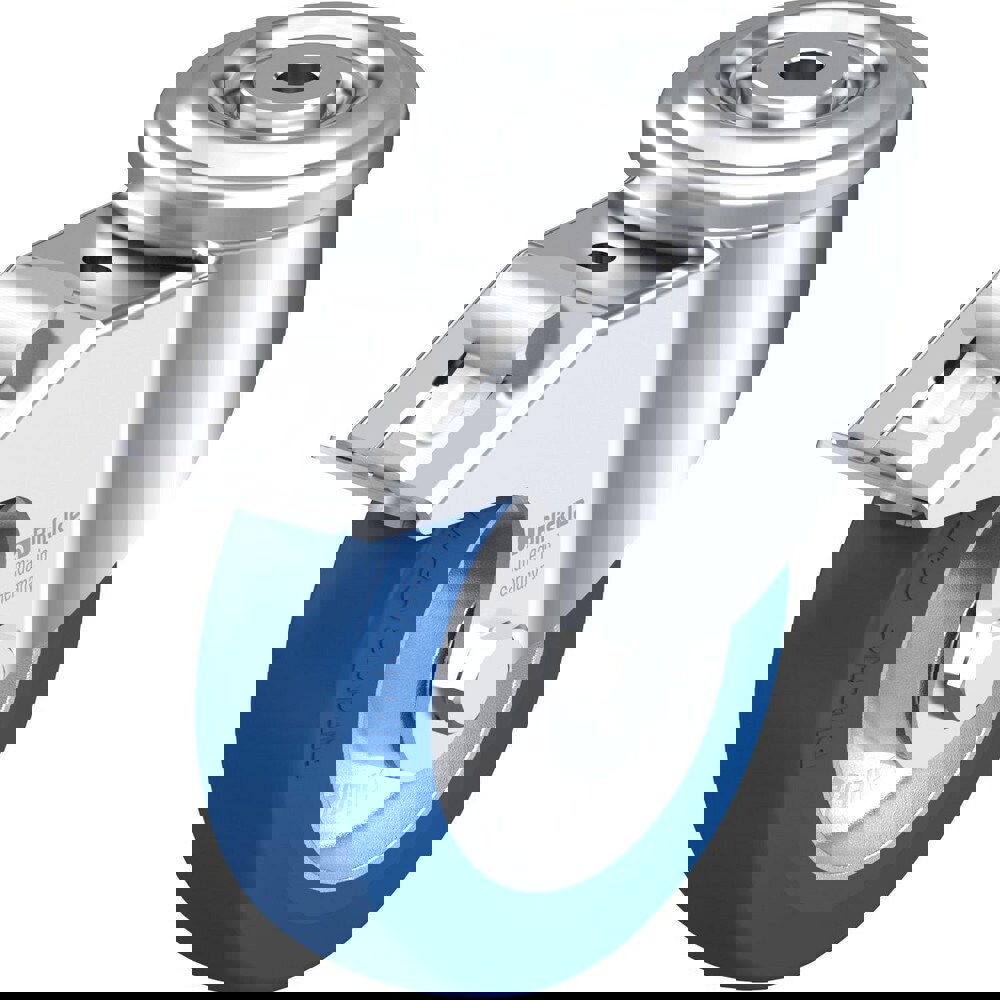 Standard Casters; Mount: Hollow Kingpin ; Caster Type: Swivel w/Brake ; Brake Type: Total-Lock Brake ; Bearing Type: Precision Ball ; Style: Double Ball ; Wheel Diameter (Inch): 5