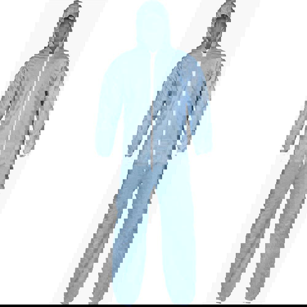 Disposable Coveralls: Size X-Large, 2.4 oz, Zipper Closure