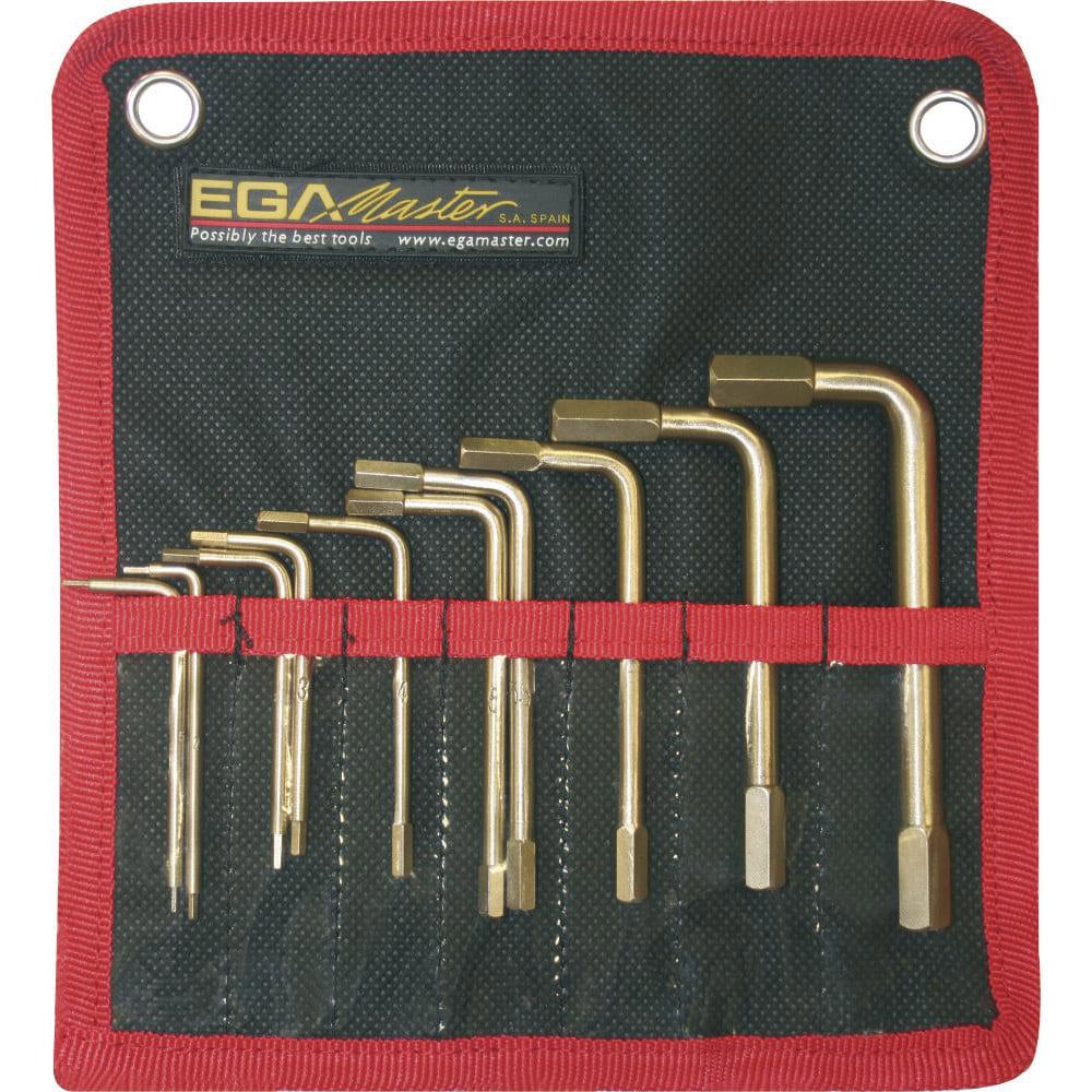 Hex Key Sets; Tool Type: Hex ; Handle Type: L-Handle ; Hex Size Range (mm): 1.5 - 10 ; Container Type: Pouch ; Material: Beryllium Copper ; Overall Length (Inch): 8-17/64