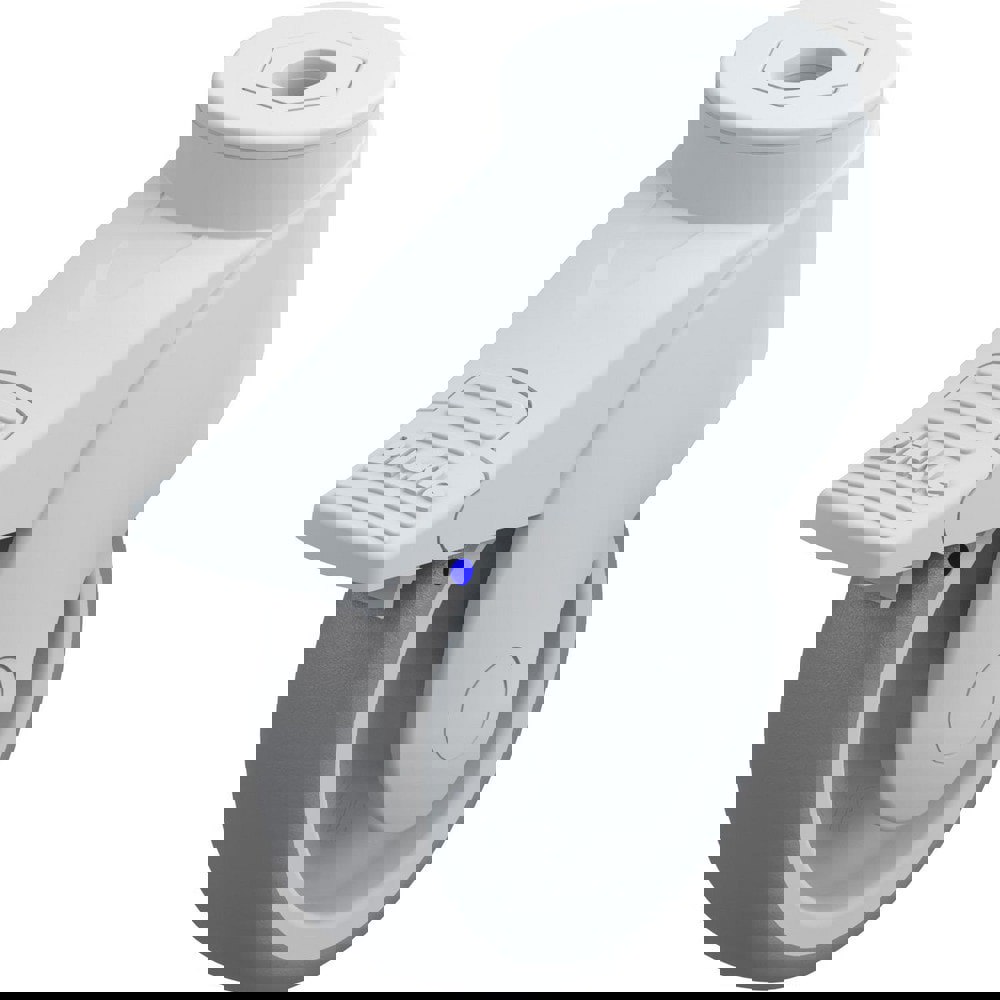 Standard Casters; Mount: Hollow Kingpin ; Caster Type: Swivel w/Brake ; Bearing Type: Precision Ball ; Style: Double Ball ; Wheel Diameter (Inch): 4 ; Wheel Width (Inch): 1-1/4