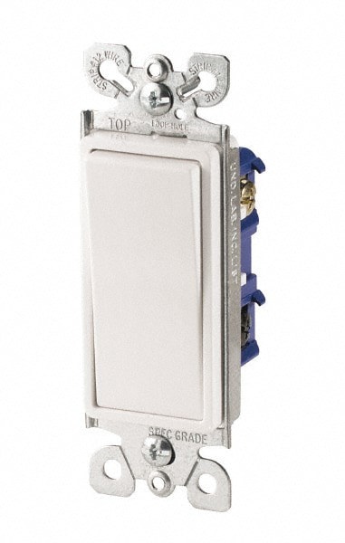 4 Pole, 120 to 277 VAC, 15 Amp, Commercial Grade Rocker Four Way Switch