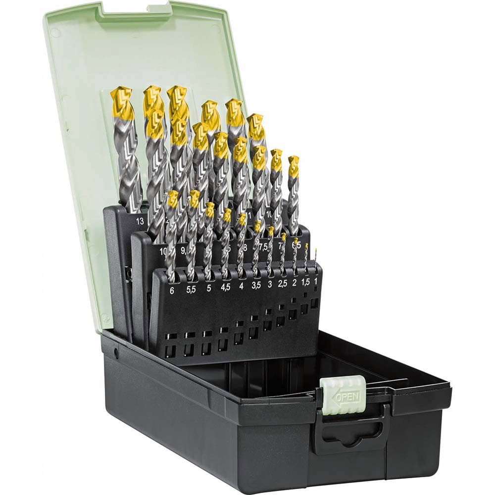 Drill Bit Set: Jobber Length Drill Bits, 25 Pc, 1