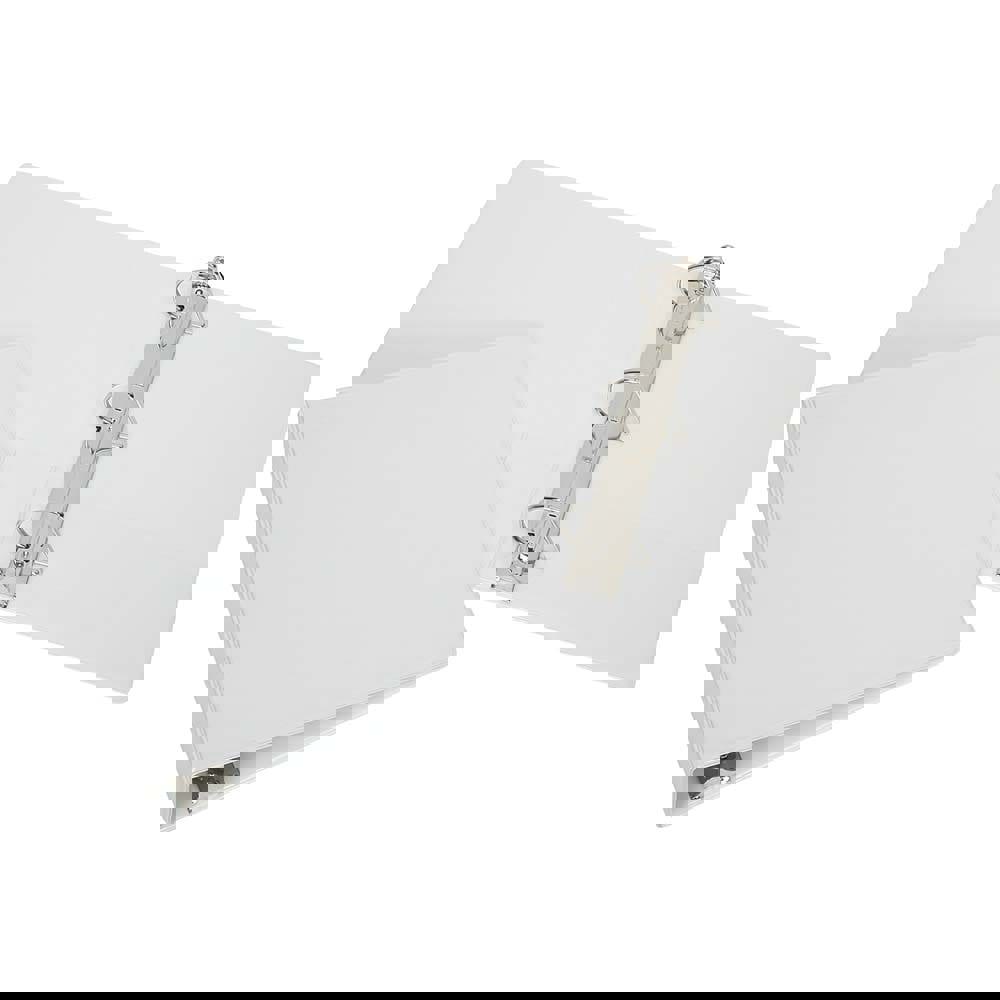 BINDER, SLANT D RING, CLEAR OVERLAY, POCKETS, WHITE, 3